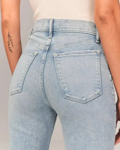 Women’s Straight Leg Denim Jeans with High Rise Fit