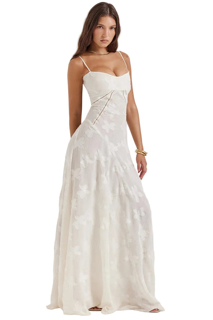 Women’s Sweetheart Neckline Maxi Dress with Spaghetti Straps and Cut-Out