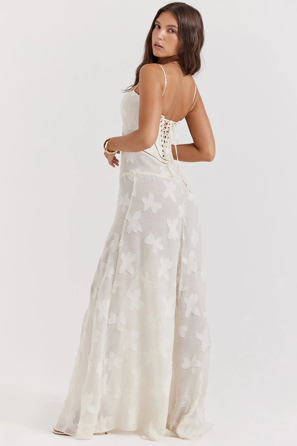 Women’s Sweetheart Neckline Maxi Dress with Spaghetti Straps and Cut-Out