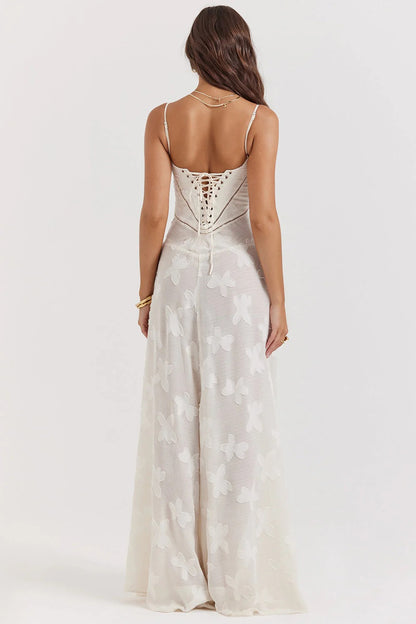 Women’s Sweetheart Neckline Maxi Dress with Spaghetti Straps and Cut-Out