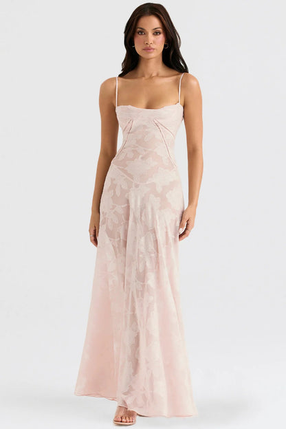 Women’s Sweetheart Neckline Maxi Dress with Spaghetti Straps and Cut-Out